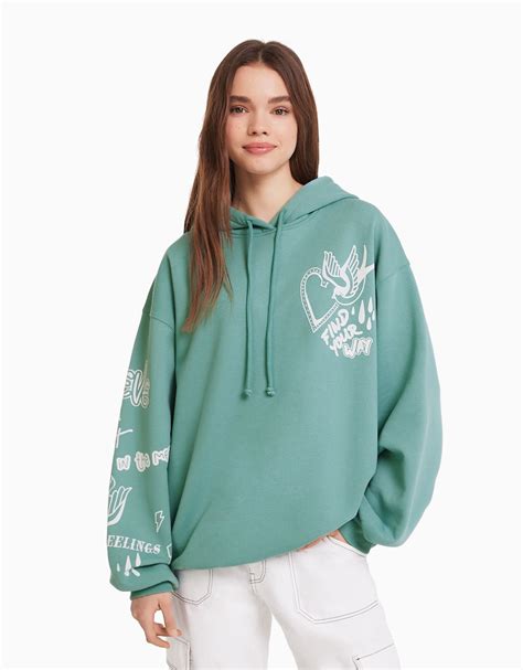 bershka printed hoodie.